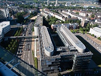 009  Rheinufertunnel und Völklinger Straße. : Düsseldorf, Medienhafen, Stadttor, von oben